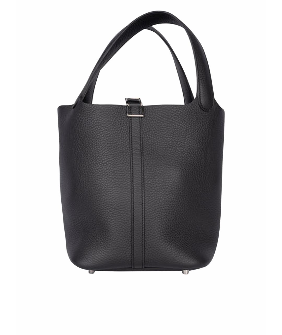 HERMES Черная кожаная сумка с короткими ручками, фото 1