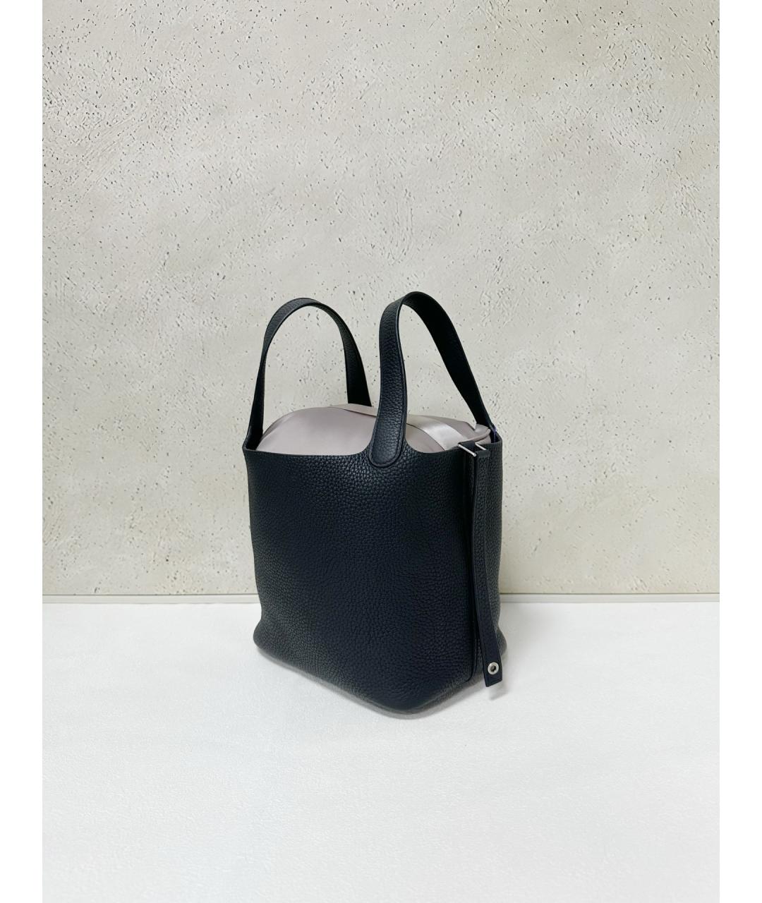 HERMES Черная кожаная сумка с короткими ручками, фото 3