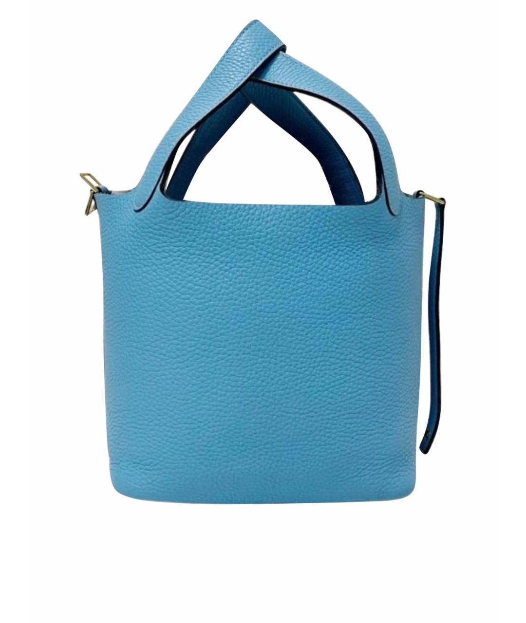 HERMES Голубая кожаная сумка тоут, фото 1