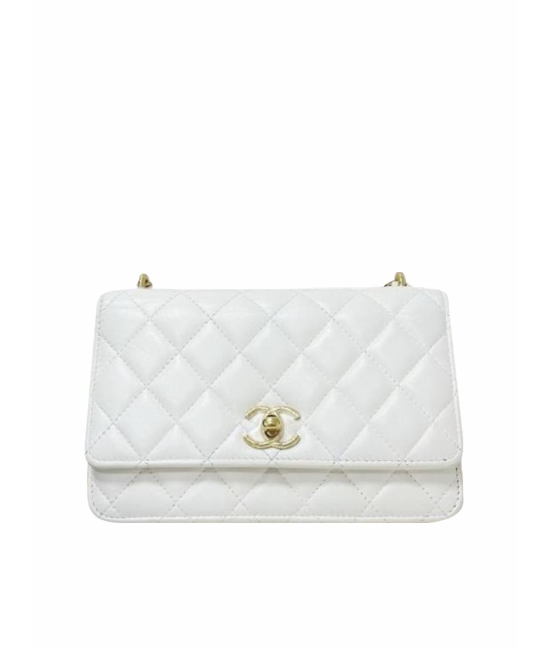 CHANEL Белая кожаная сумка через плечо, фото 1