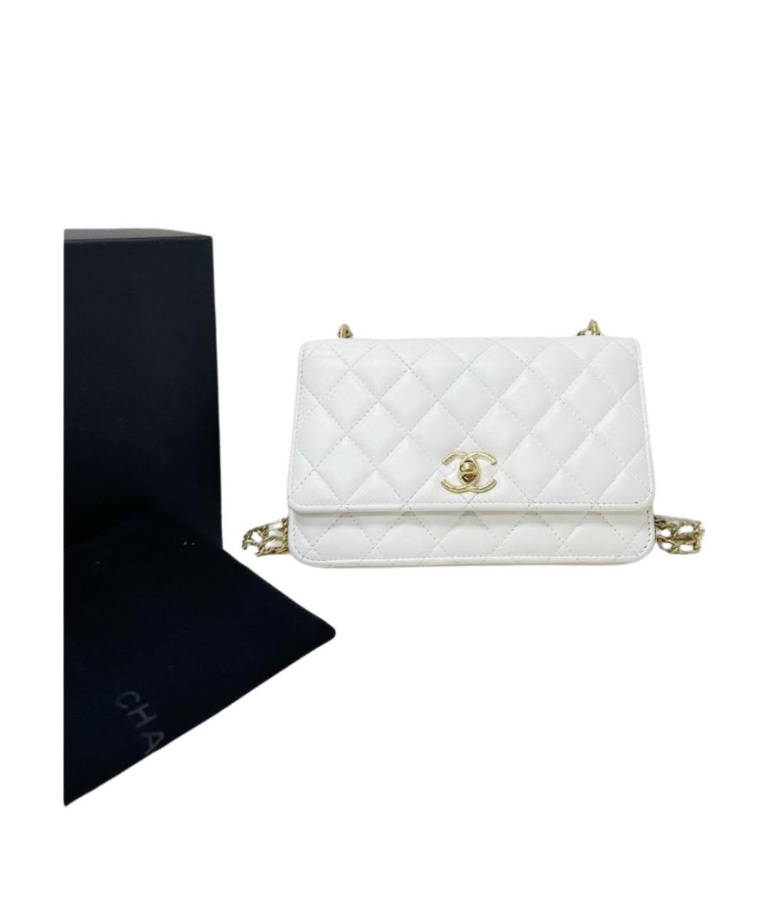 CHANEL Белая кожаная сумка через плечо, фото 8