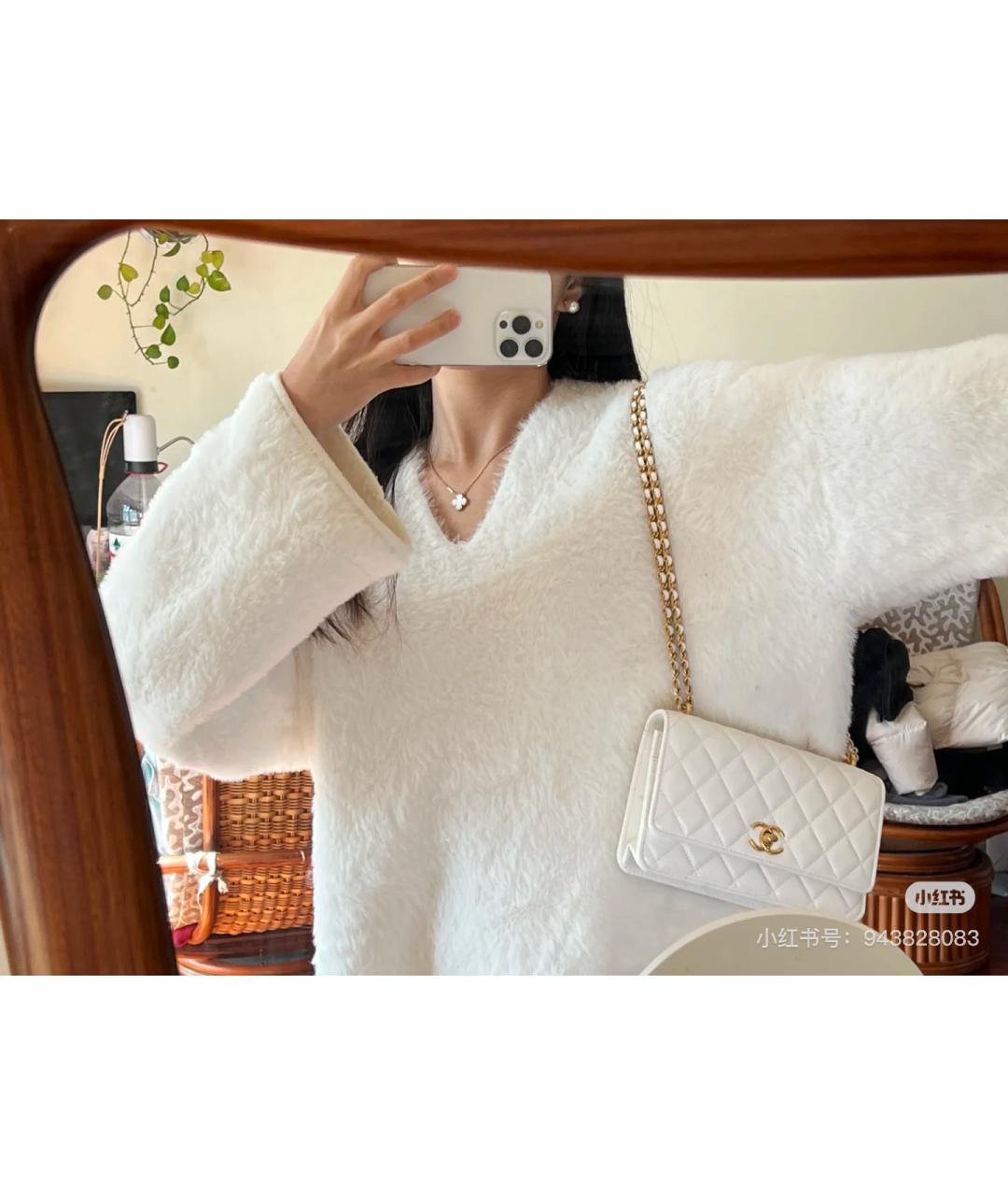 CHANEL Белая кожаная сумка через плечо, фото 6