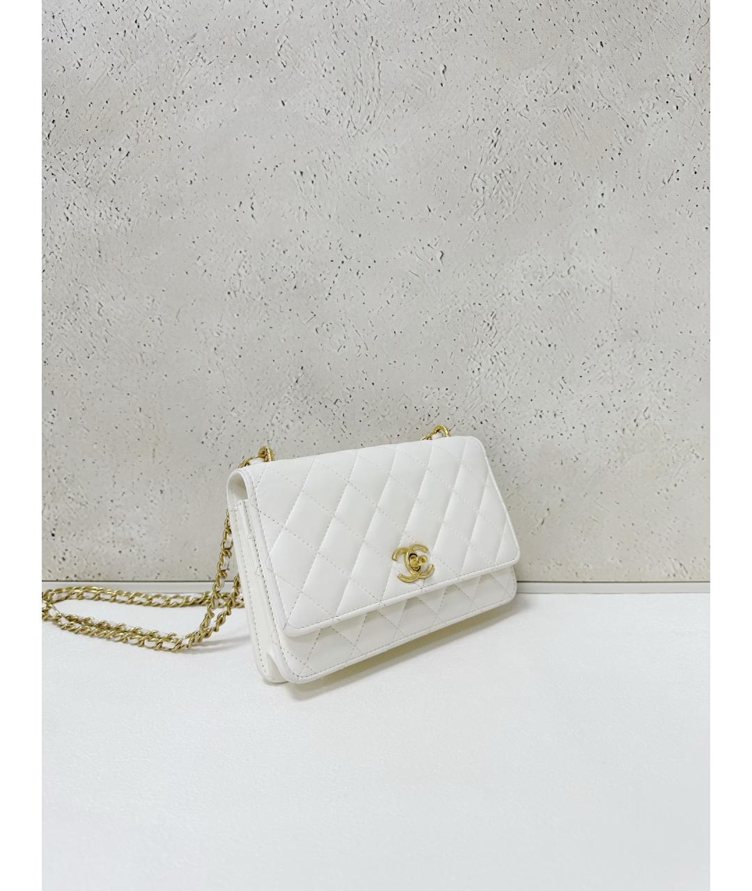 CHANEL Белая кожаная сумка через плечо, фото 4
