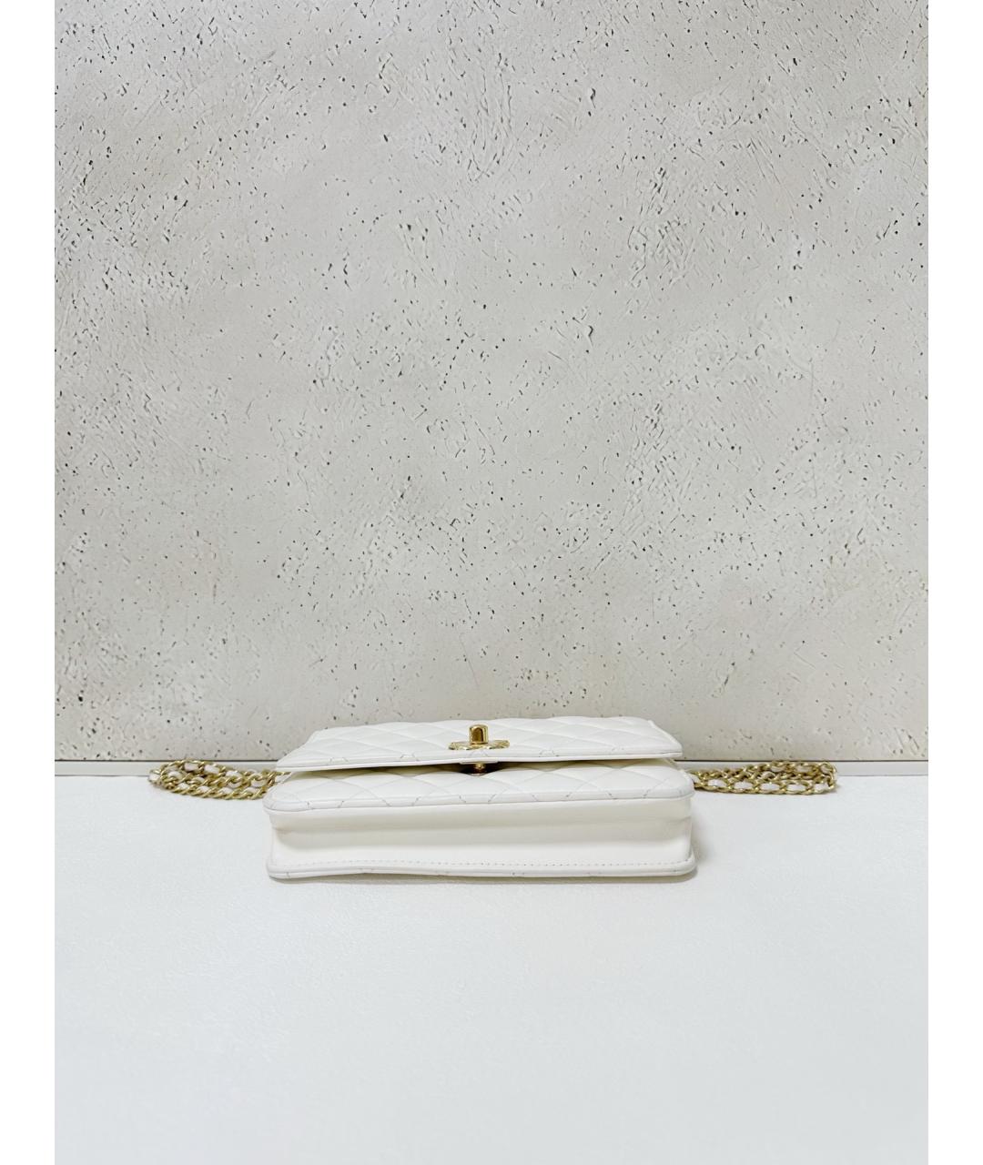 CHANEL Белая кожаная сумка через плечо, фото 5