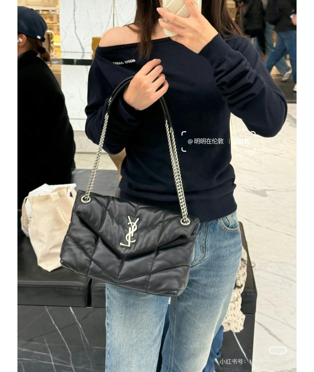 SAINT LAURENT Серая кожаная сумка через плечо, фото 6