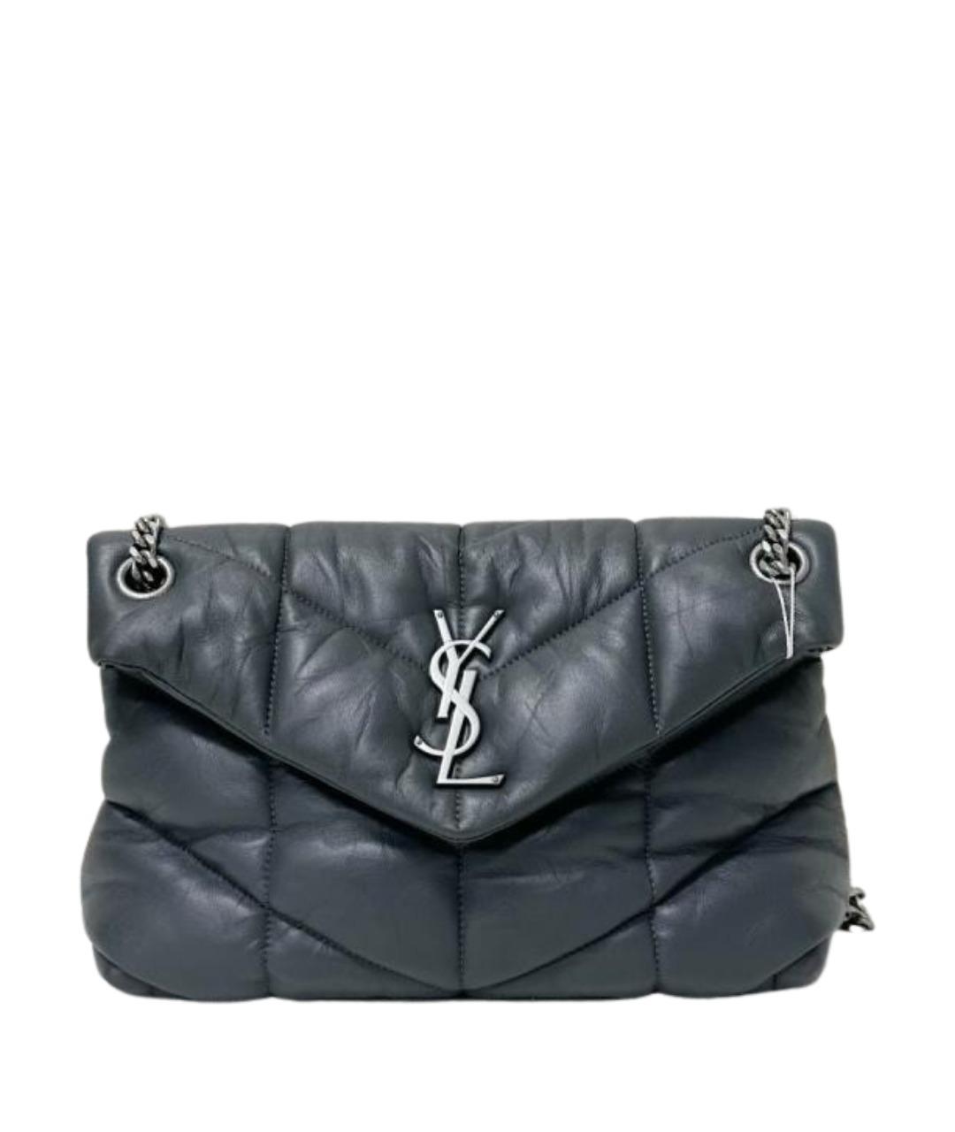 SAINT LAURENT Серая кожаная сумка через плечо, фото 1