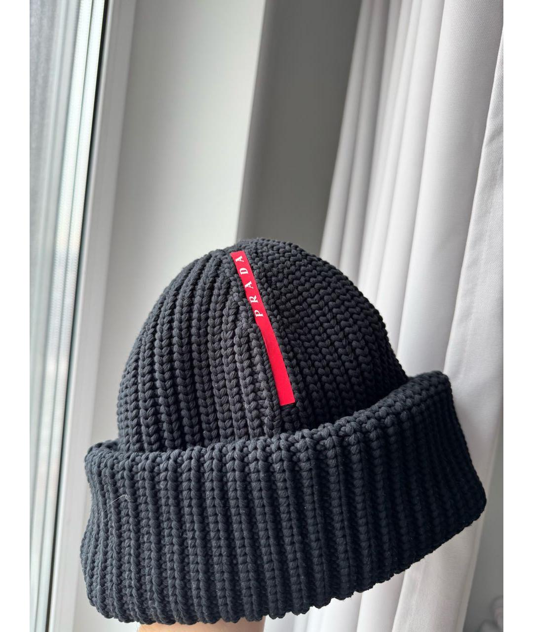 PRADA Черная шерстяная шапка, фото 3