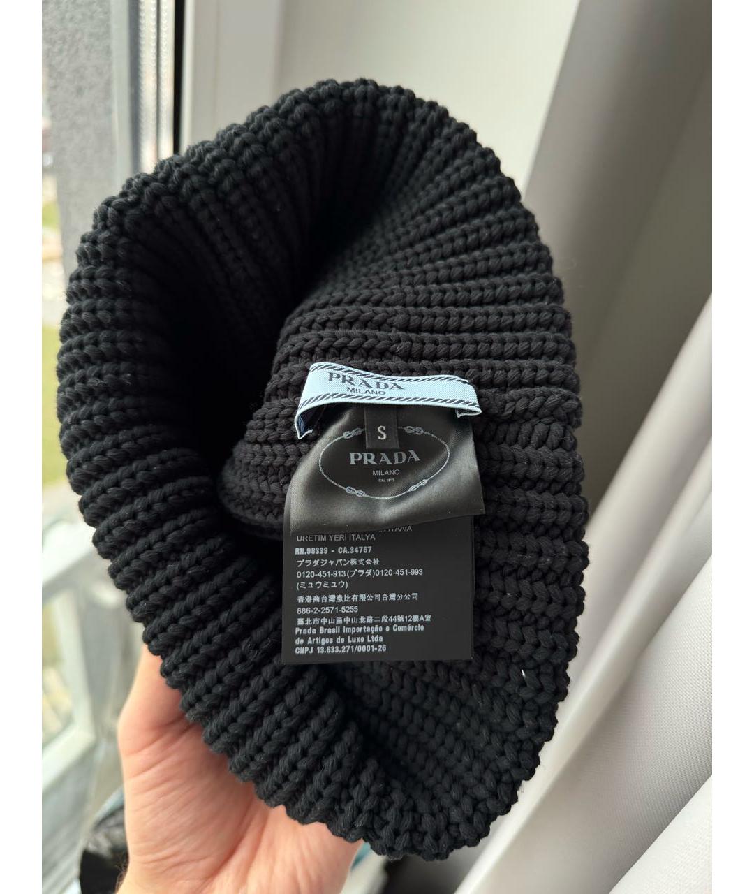 PRADA Черная шерстяная шапка, фото 5