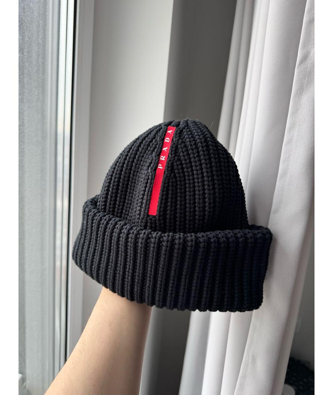 PRADA Черная шерстяная шапка, фото 2