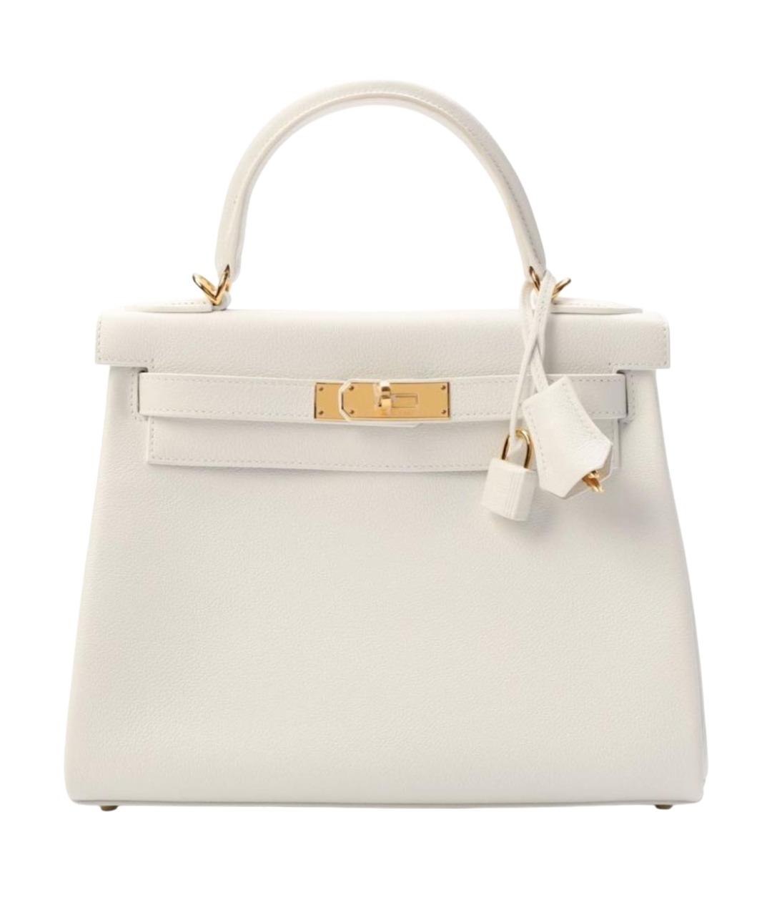 HERMES Белая кожаная сумка с короткими ручками, фото 1