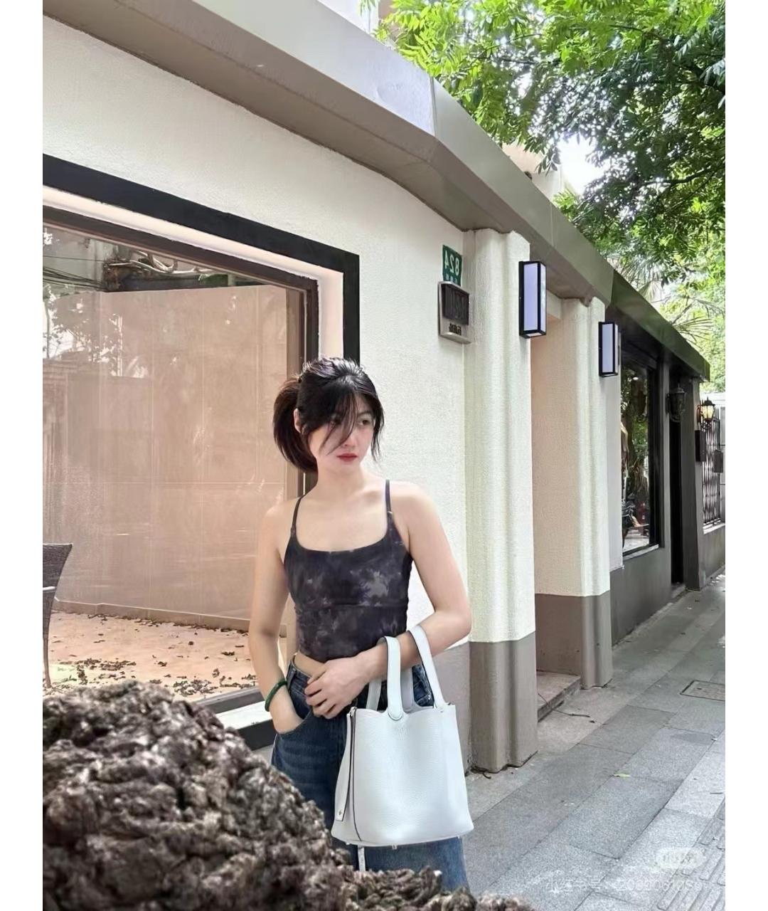 HERMES Голубая кожаная сумка с короткими ручками, фото 6