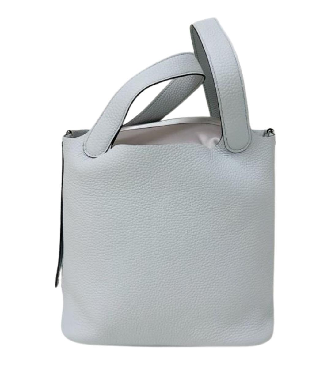 HERMES Голубая кожаная сумка с короткими ручками, фото 1