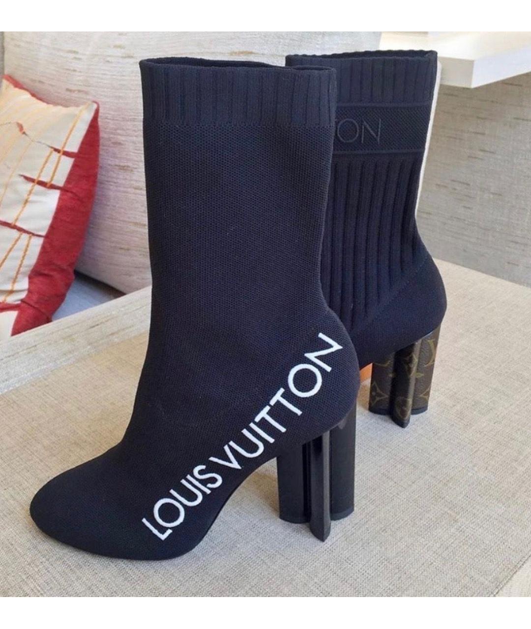 LOUIS VUITTON Черные текстильные сапоги, фото 3