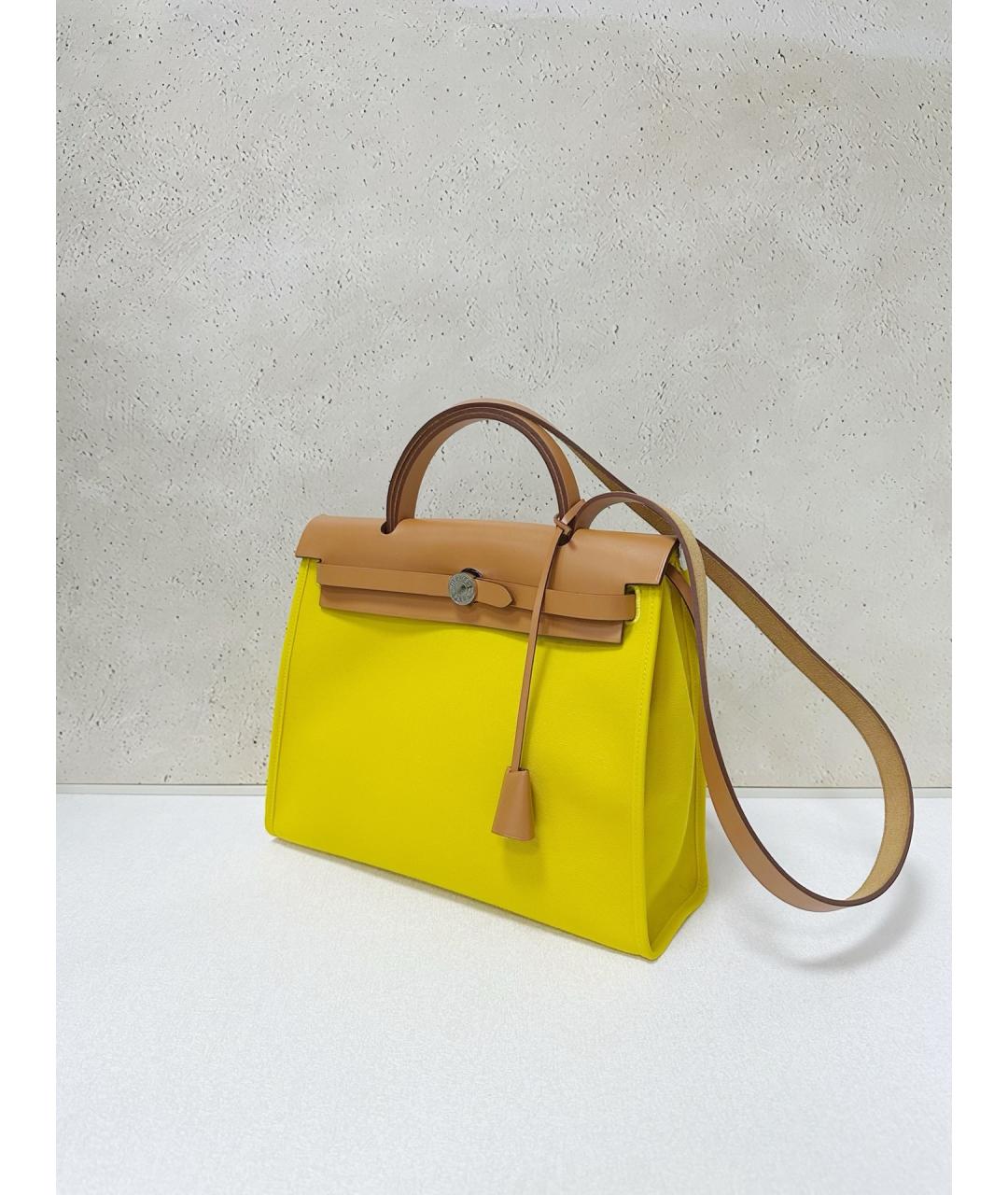 HERMES Желтая деним сумка через плечо, фото 4