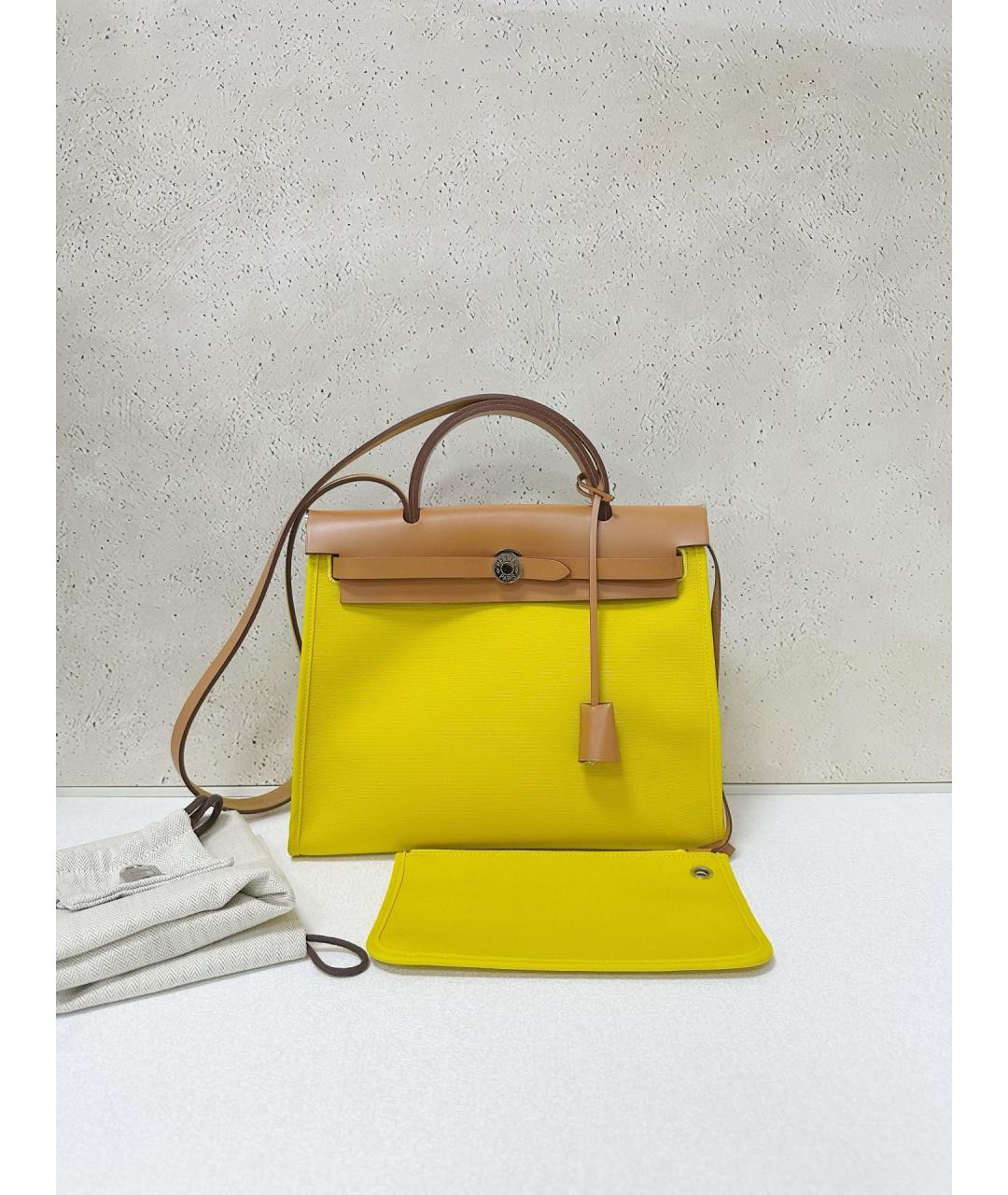 HERMES Желтая деним сумка через плечо, фото 7