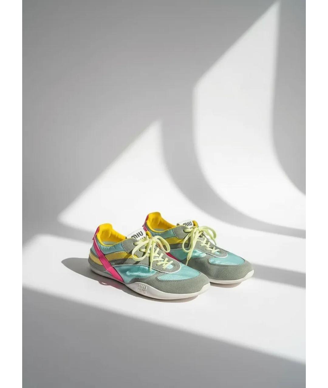 MIU MIU Голубые текстильные кеды, фото 3