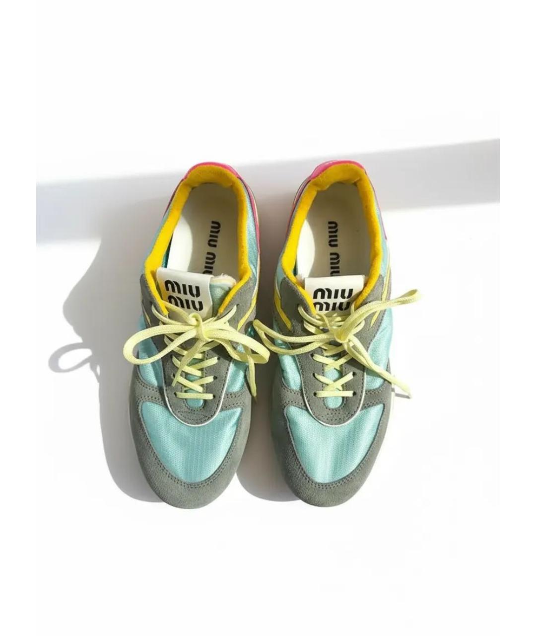 MIU MIU Голубые текстильные кеды, фото 2