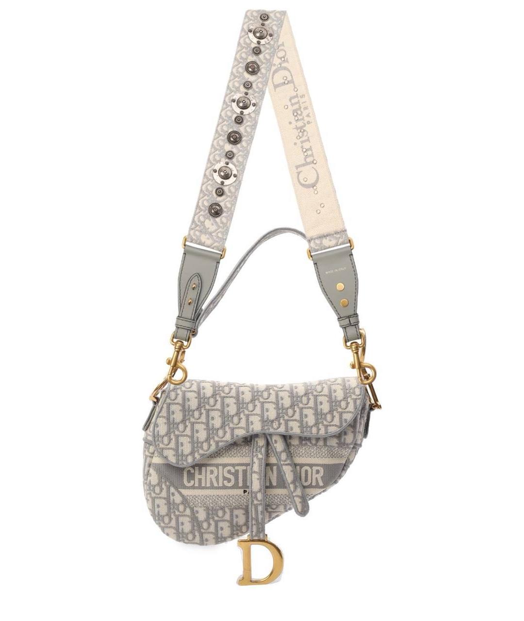 CHRISTIAN DIOR Серая тканевая сумка с короткими ручками, фото 9