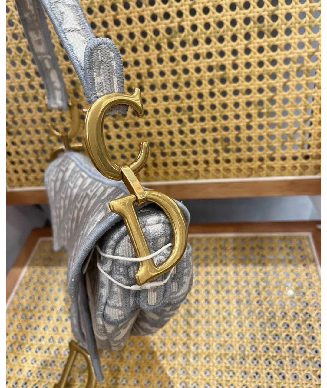 CHRISTIAN DIOR Серая тканевая сумка с короткими ручками, фото 4