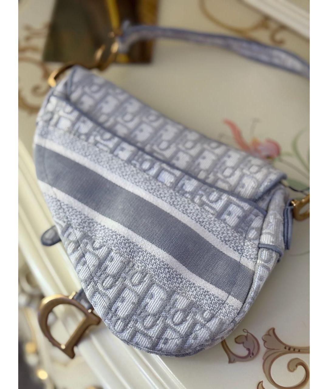 CHRISTIAN DIOR Серая тканевая сумка с короткими ручками, фото 4