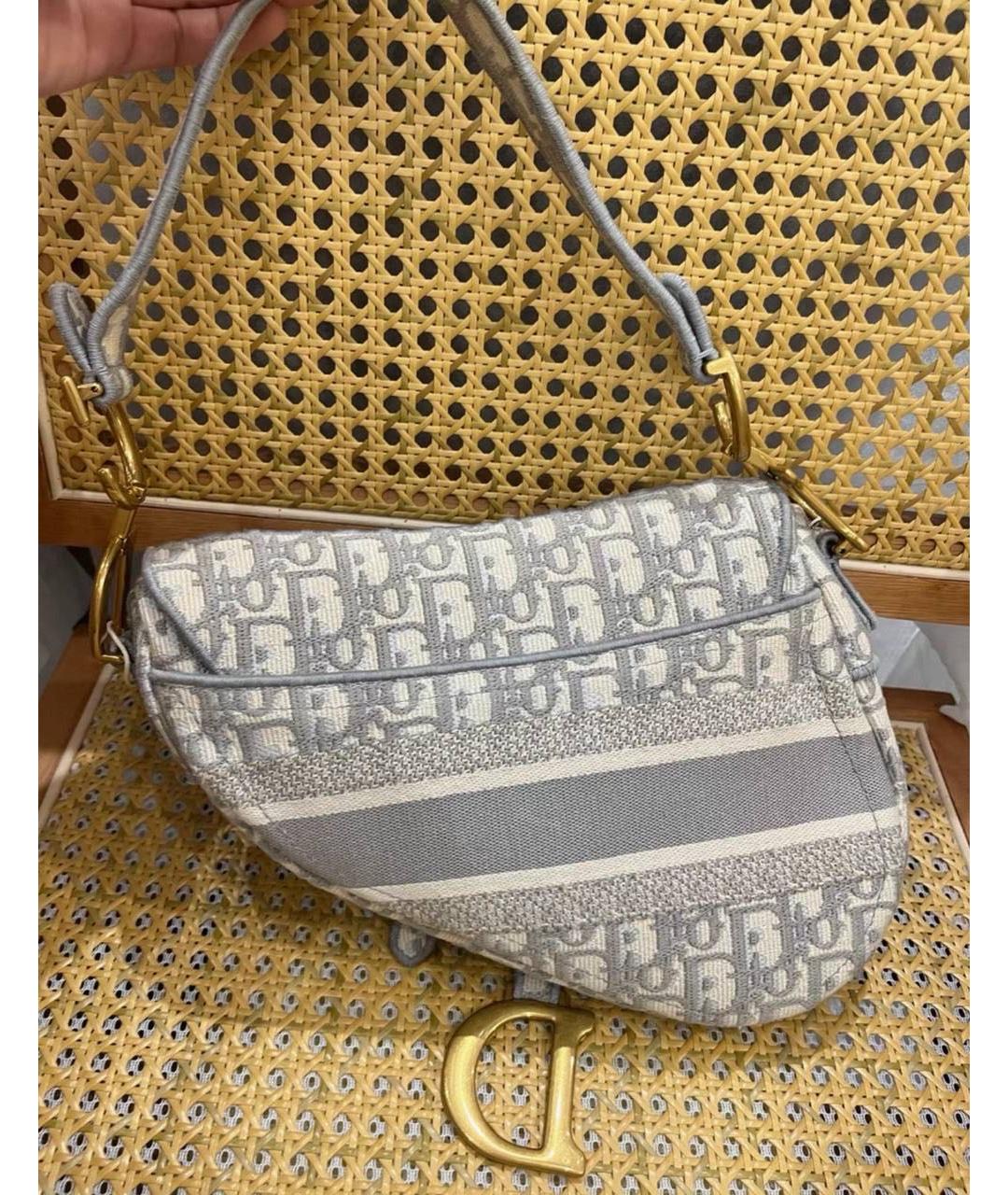 CHRISTIAN DIOR Серая тканевая сумка с короткими ручками, фото 5