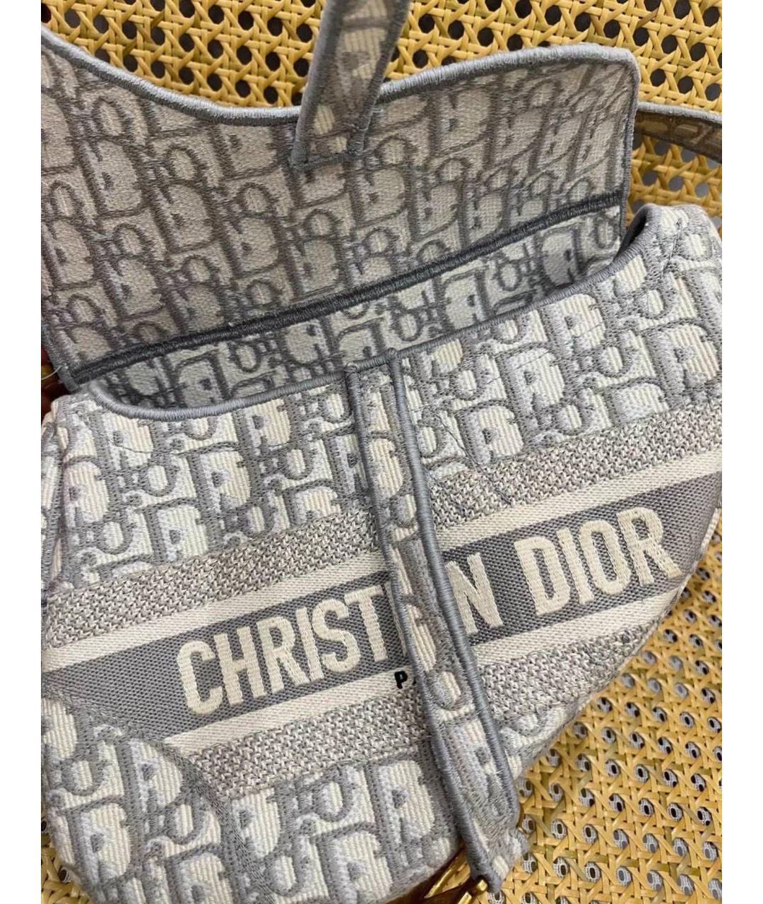 CHRISTIAN DIOR Серая тканевая сумка с короткими ручками, фото 8