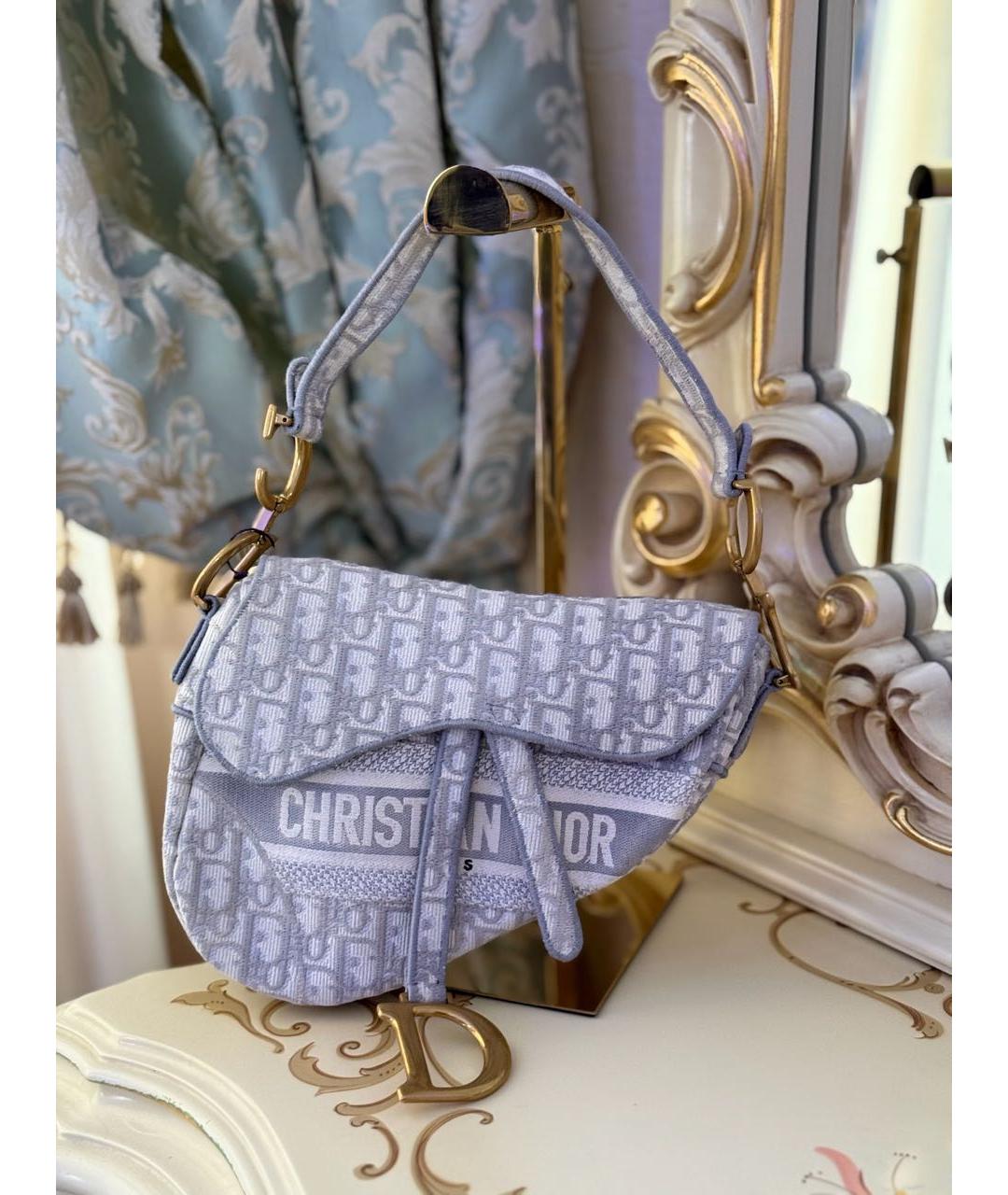 CHRISTIAN DIOR Серая тканевая сумка с короткими ручками, фото 3