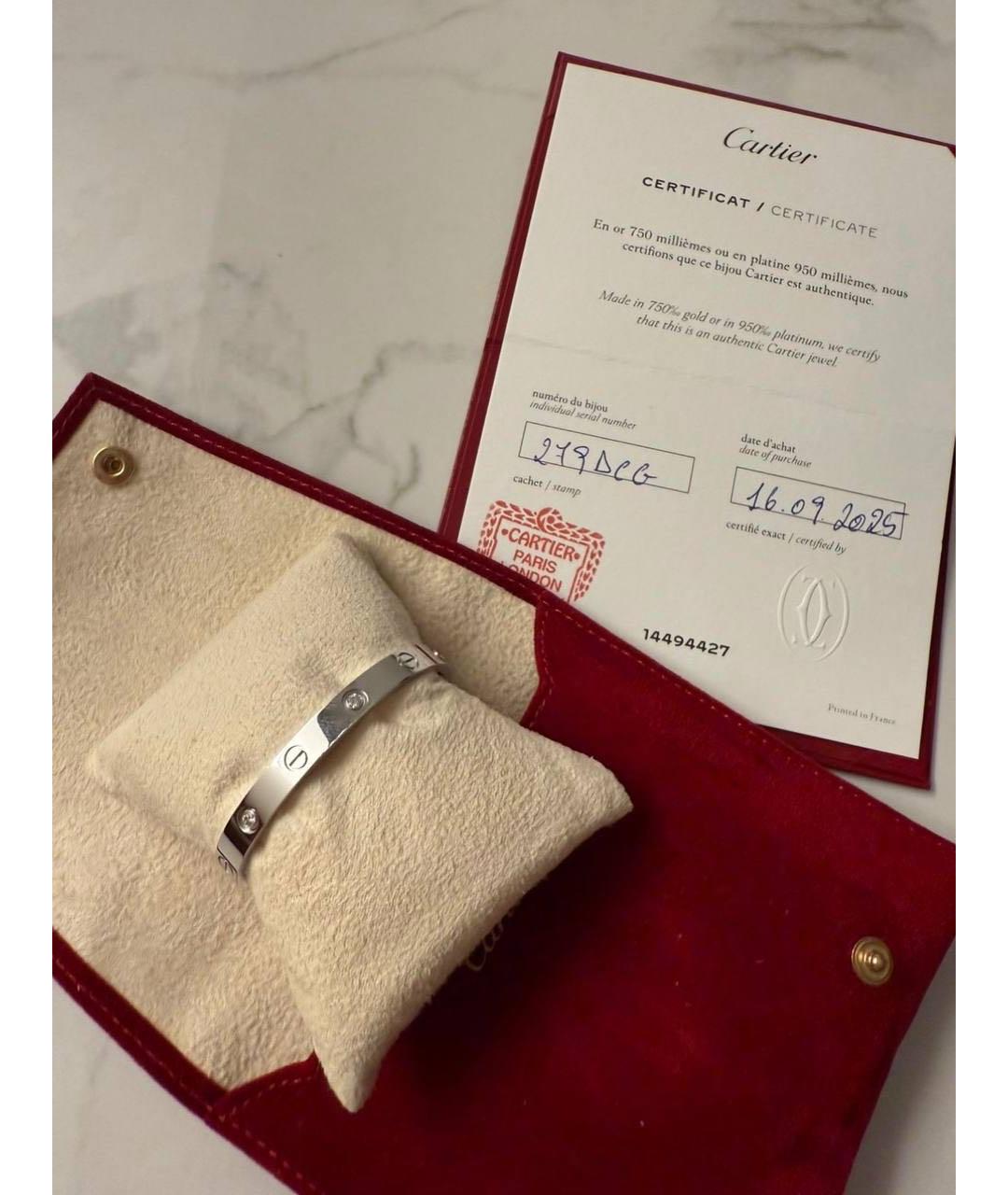 CARTIER Серебрянный браслет из белого золота, фото 2