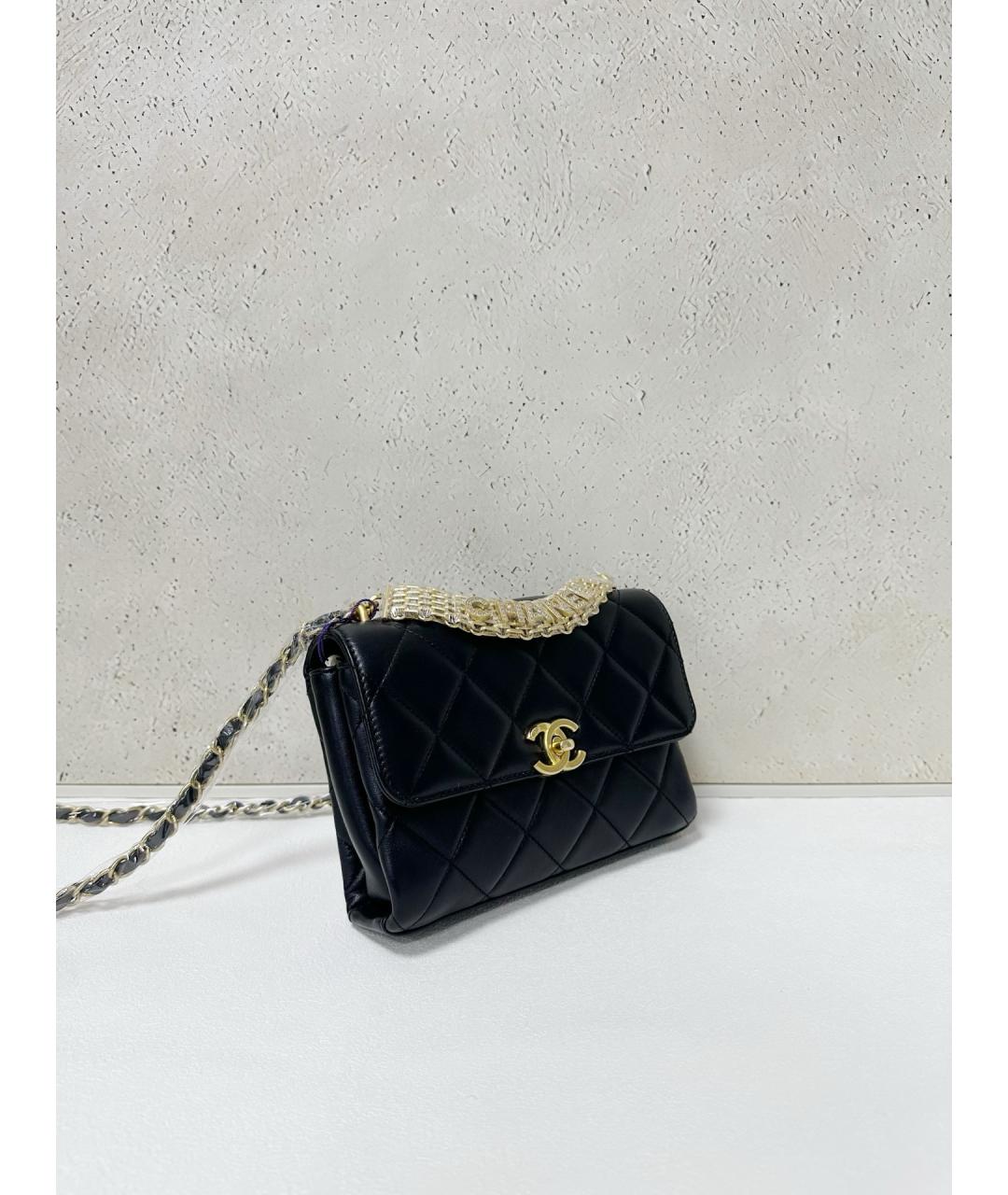 CHANEL Черная кожаная сумка через плечо, фото 8