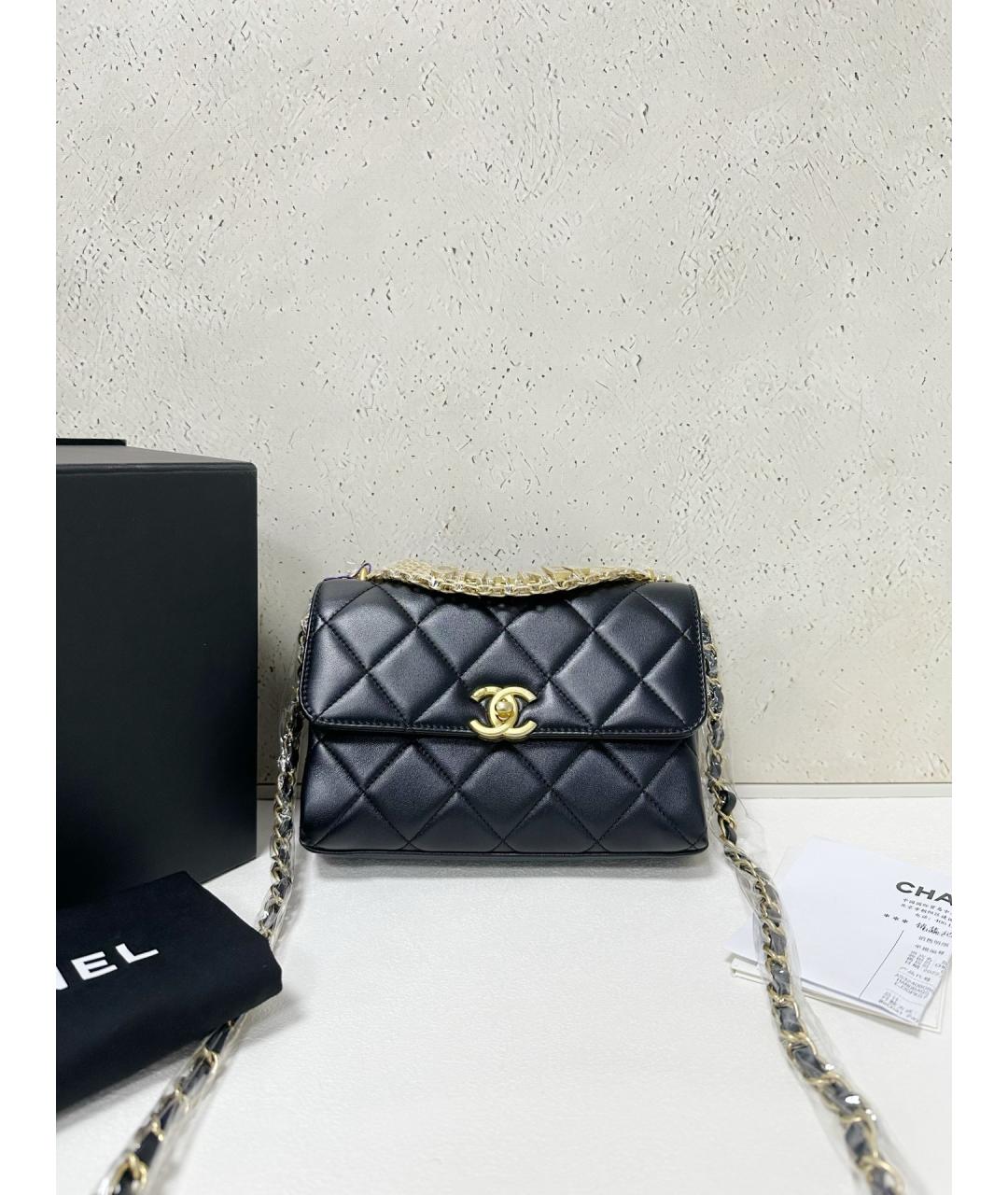 CHANEL Черная кожаная сумка через плечо, фото 7