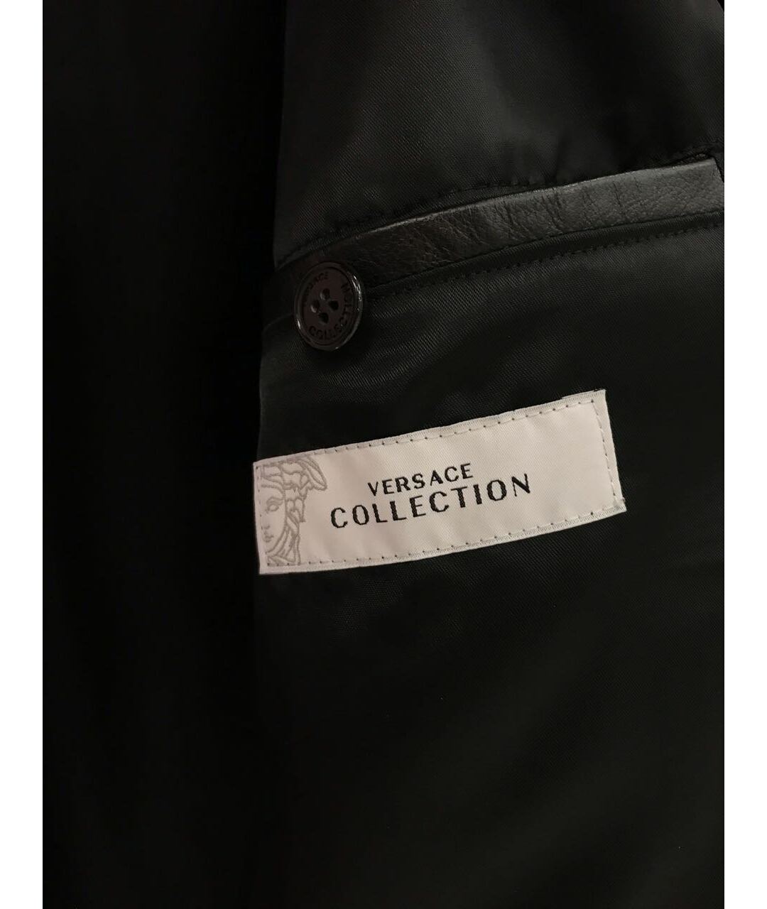 VERSACE COLLECTION Черная кожаная куртка, фото 5