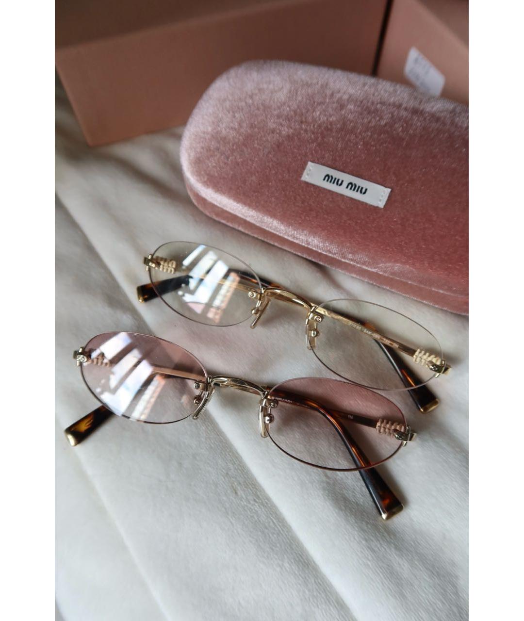 MIU MIU Розовые металлические солнцезащитные очки, фото 3