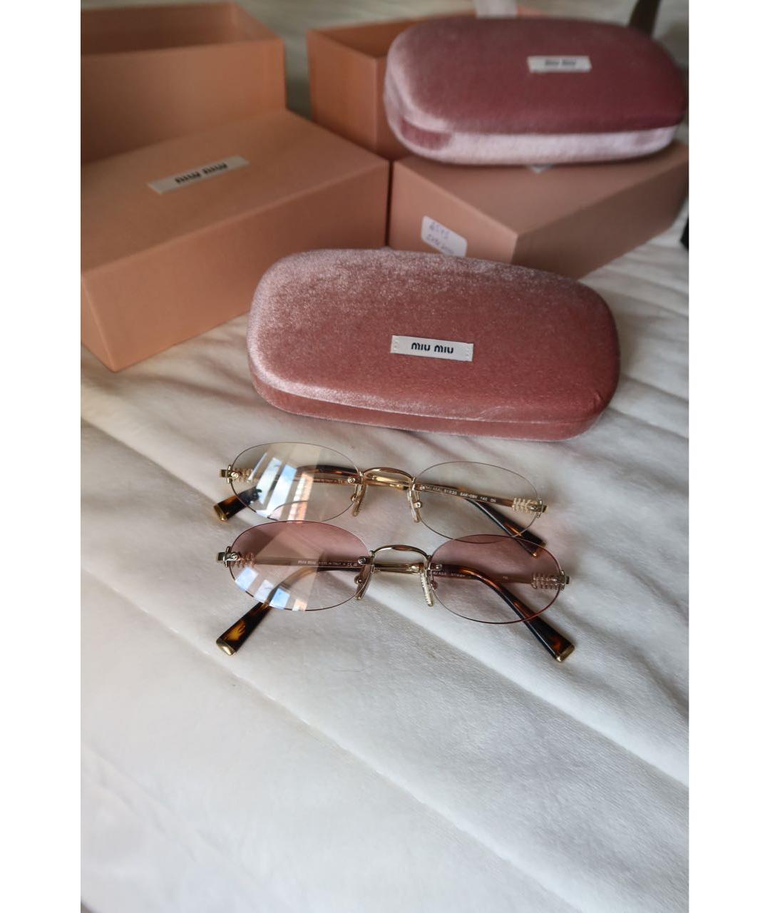 MIU MIU Розовые металлические солнцезащитные очки, фото 5