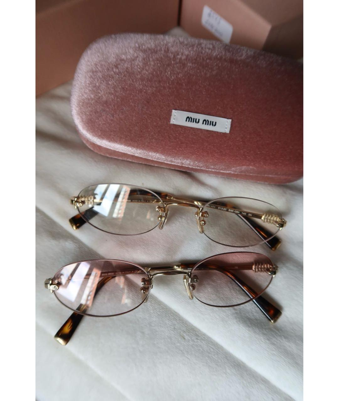 MIU MIU Розовые металлические солнцезащитные очки, фото 4