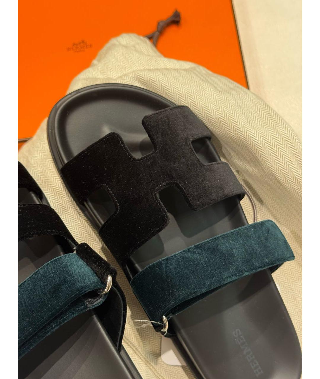 HERMES Мульти бархатные сандалии, фото 3