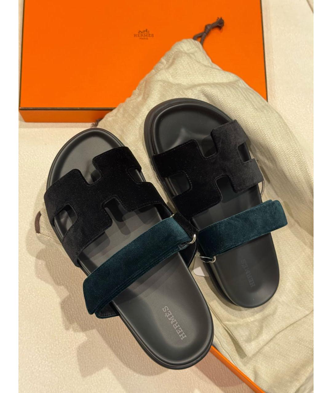 HERMES Мульти бархатные сандалии, фото 2