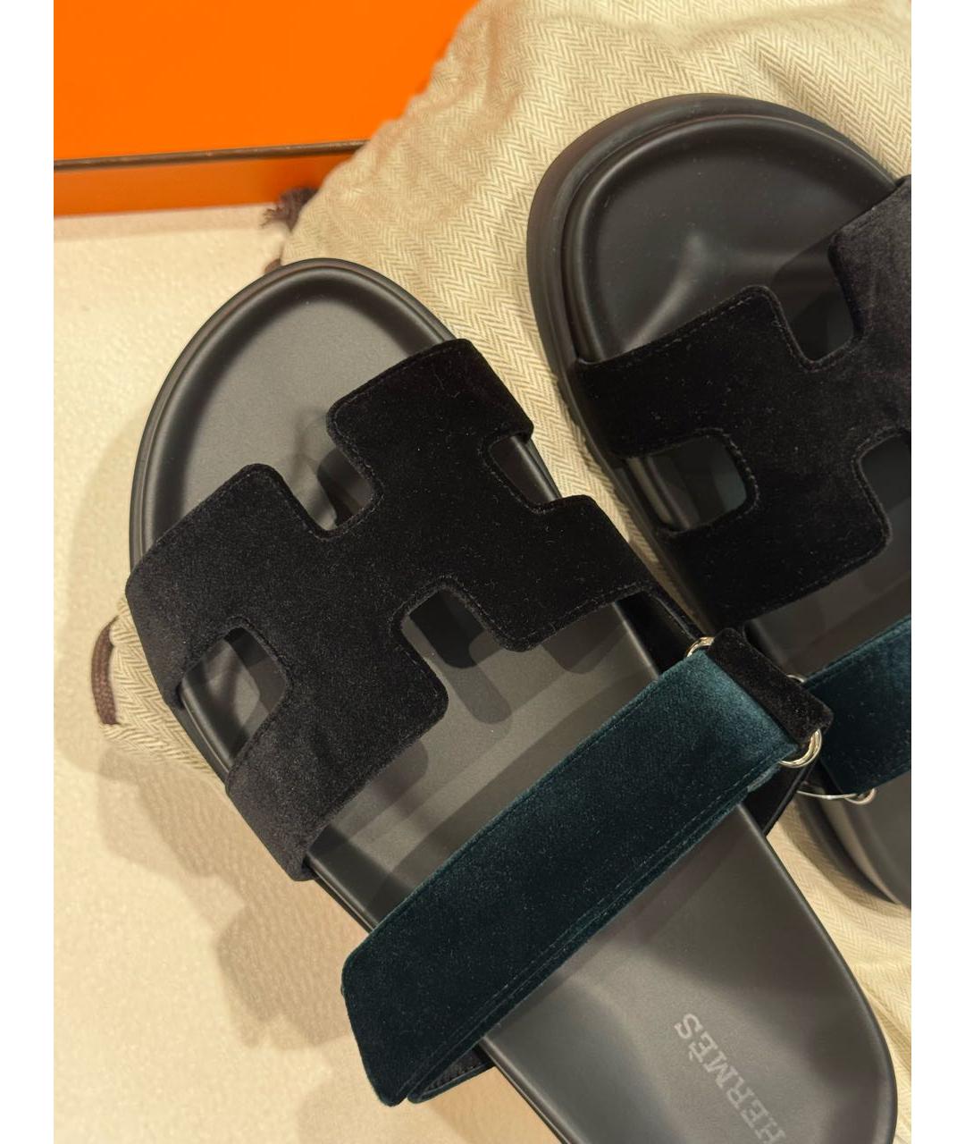 HERMES Мульти бархатные сандалии, фото 4