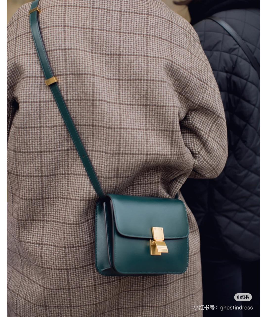 CELINE Зеленая кожаная сумка через плечо, фото 6