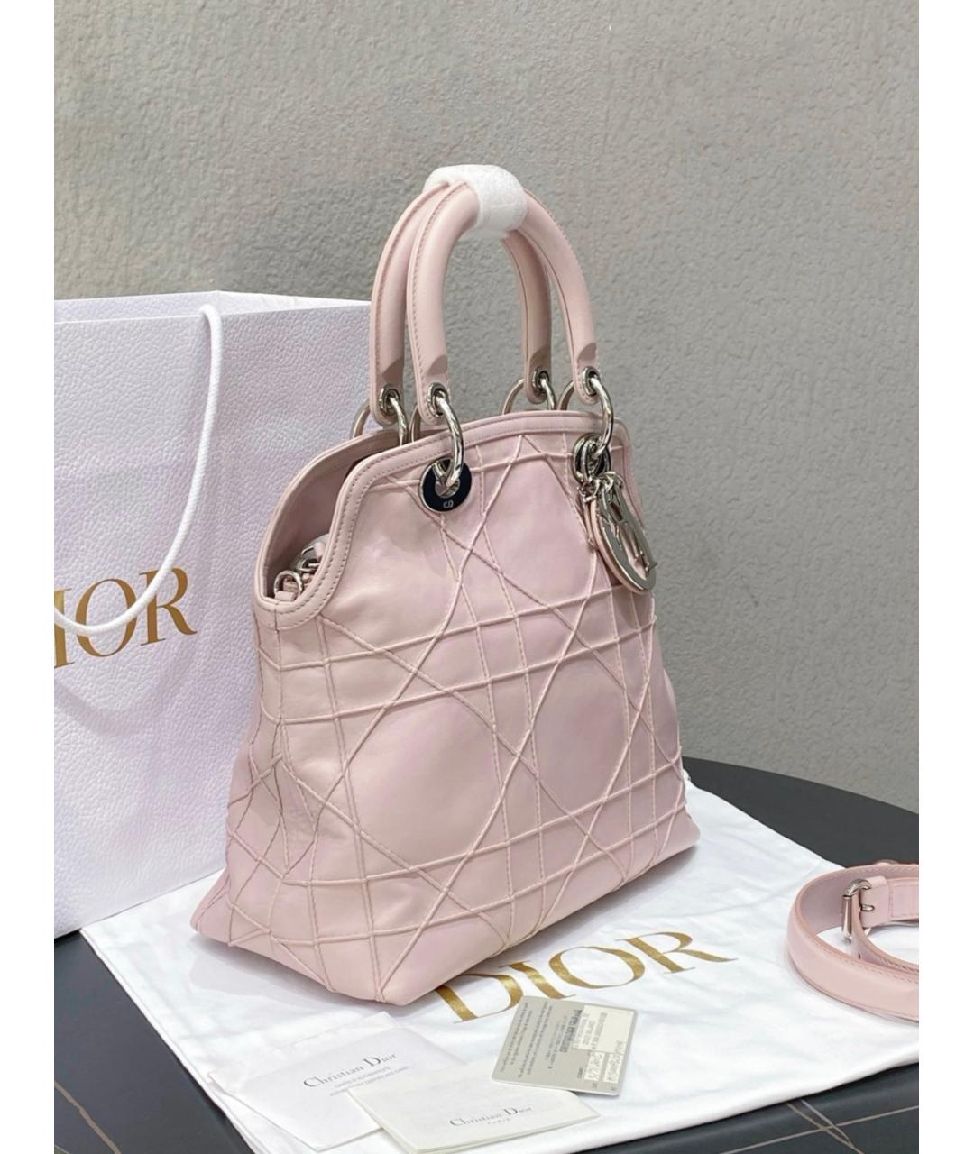 CHRISTIAN DIOR Розовая кожаная сумка тоут, фото 4