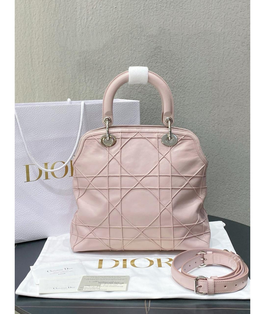 CHRISTIAN DIOR Розовая кожаная сумка тоут, фото 3