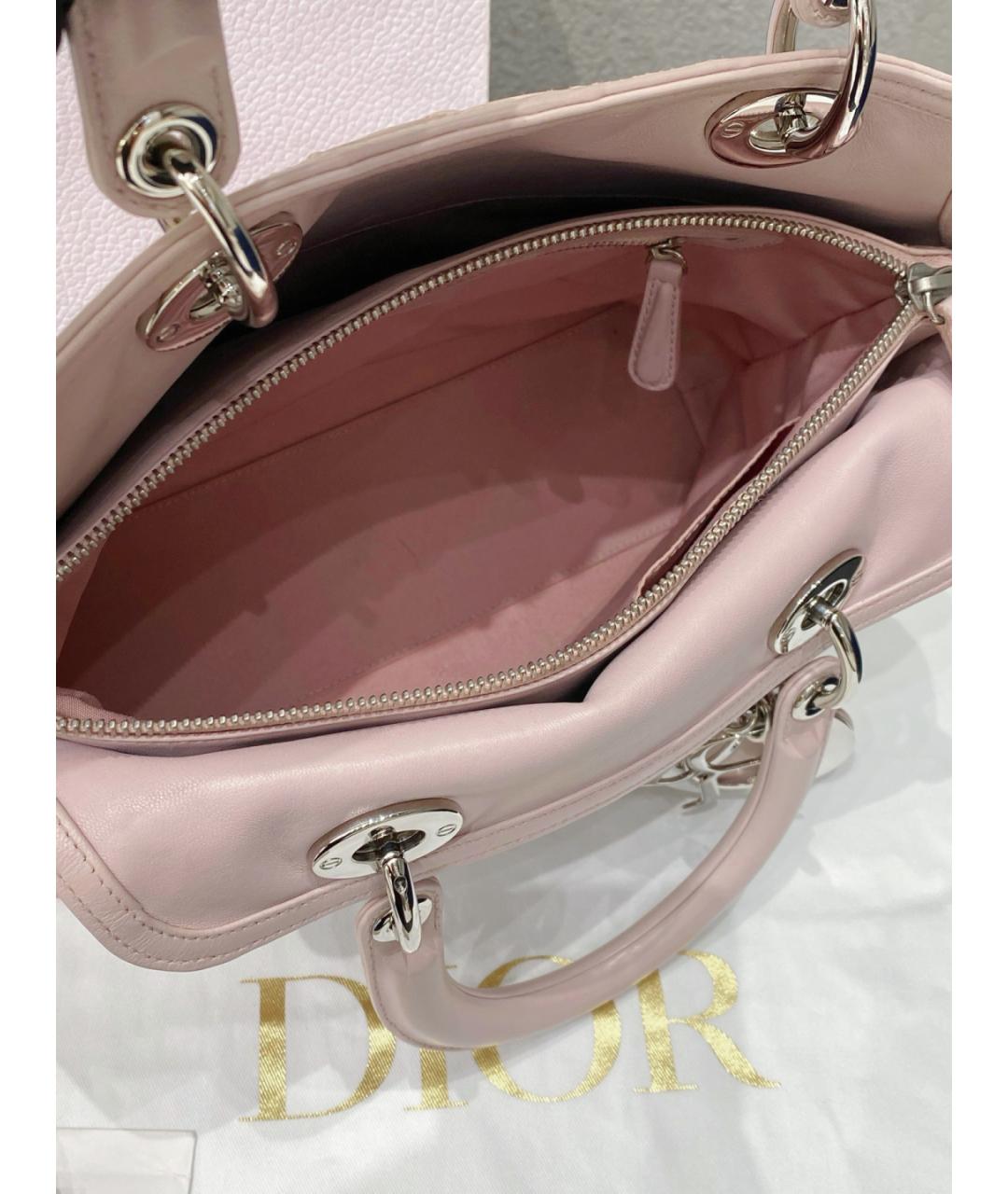 CHRISTIAN DIOR Розовая кожаная сумка тоут, фото 8