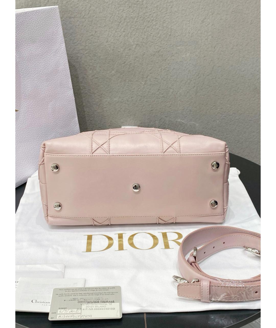 CHRISTIAN DIOR Розовая кожаная сумка тоут, фото 6