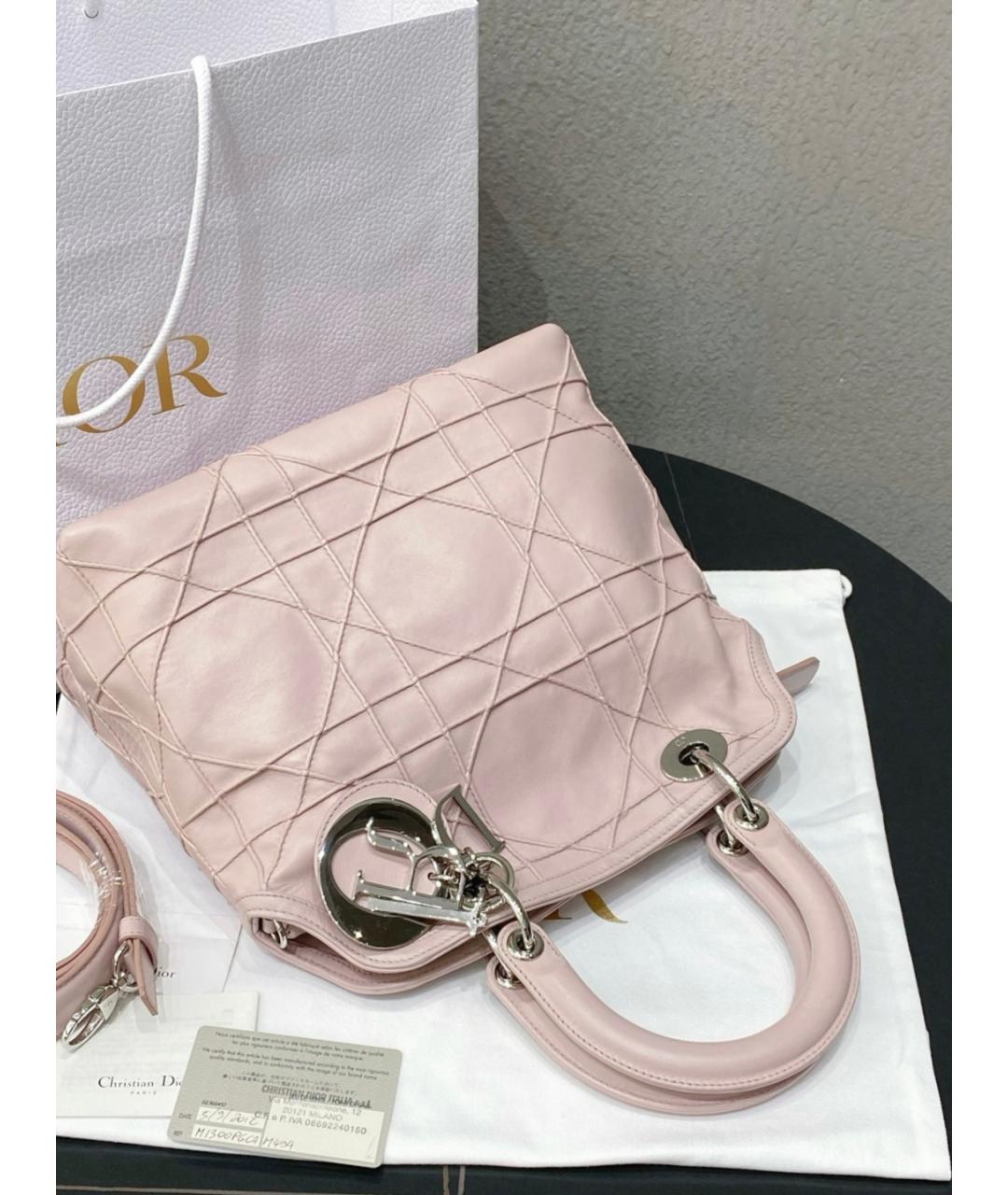 CHRISTIAN DIOR Розовая кожаная сумка тоут, фото 7