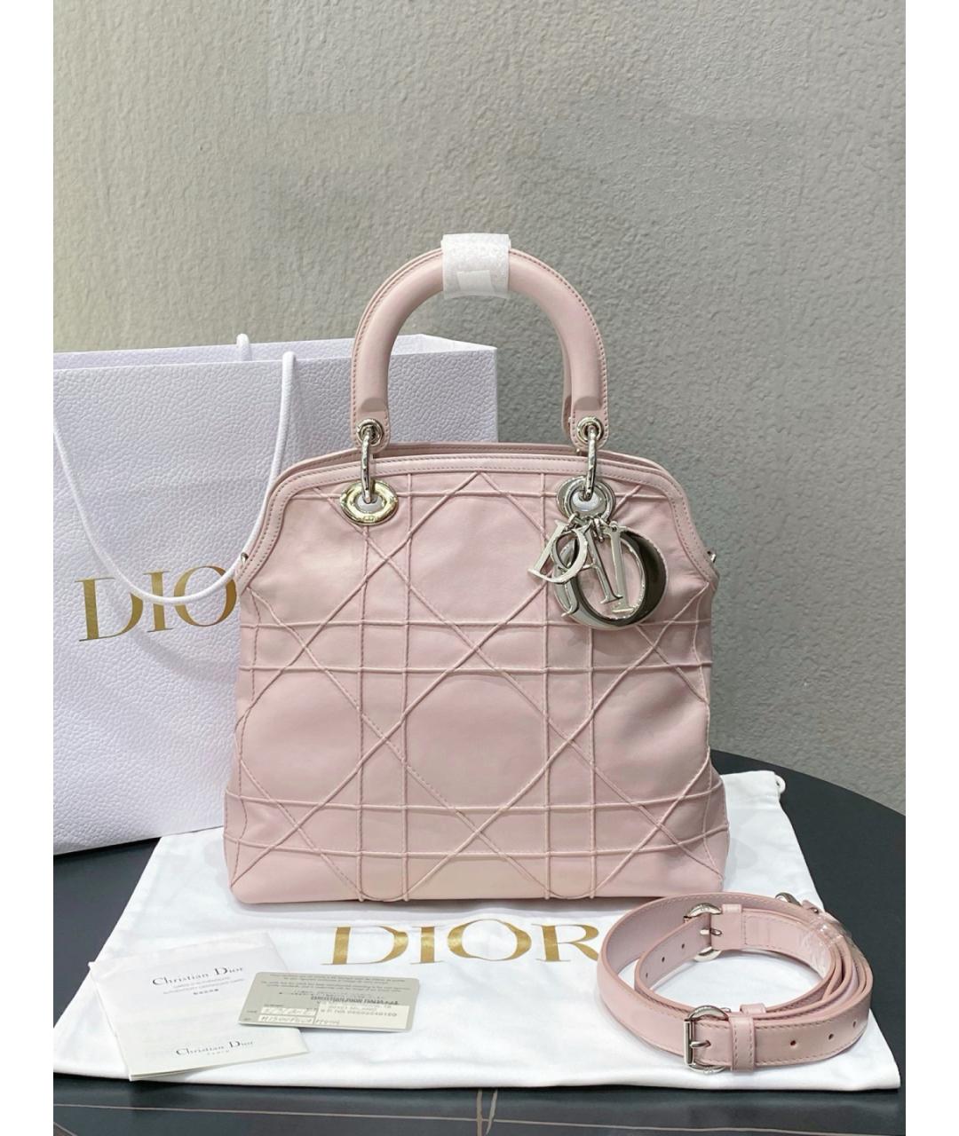 CHRISTIAN DIOR Розовая кожаная сумка тоут, фото 10