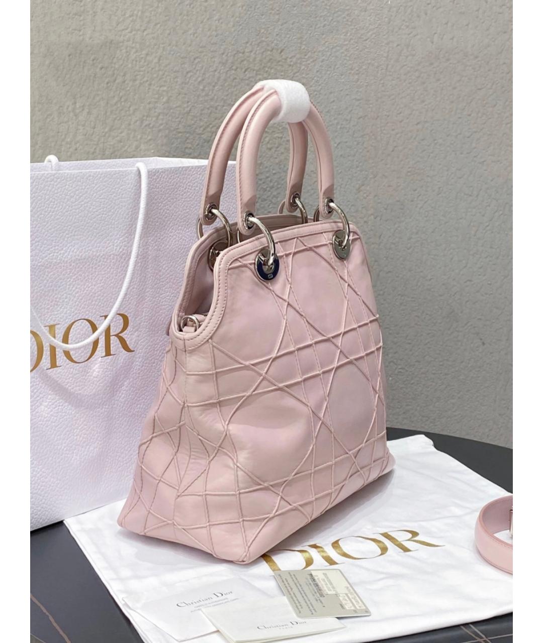 CHRISTIAN DIOR Розовая кожаная сумка тоут, фото 5