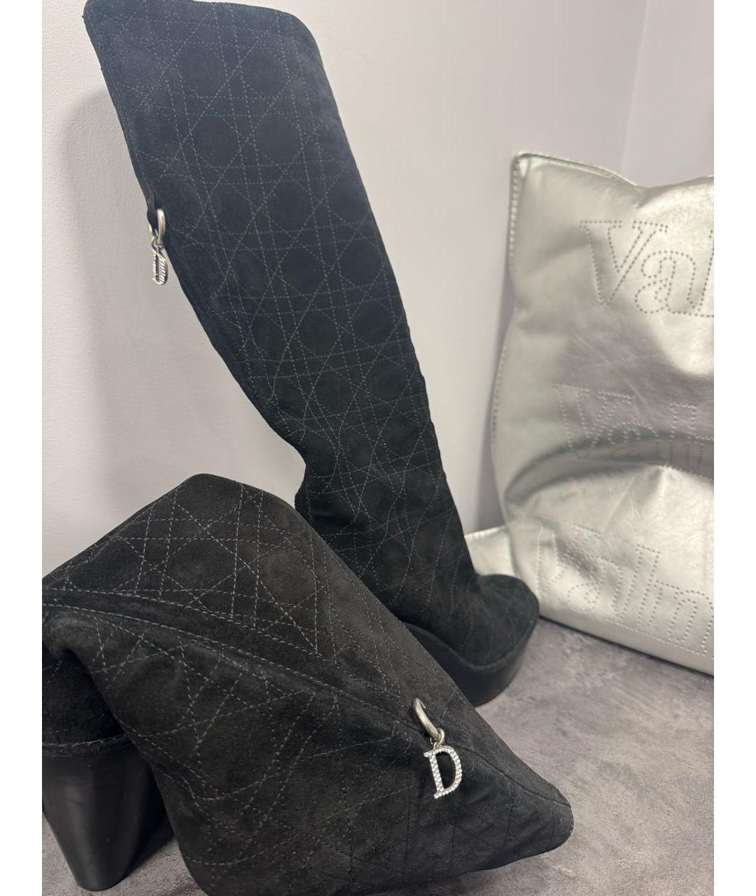 CHRISTIAN DIOR Черные замшевые сапоги, фото 6