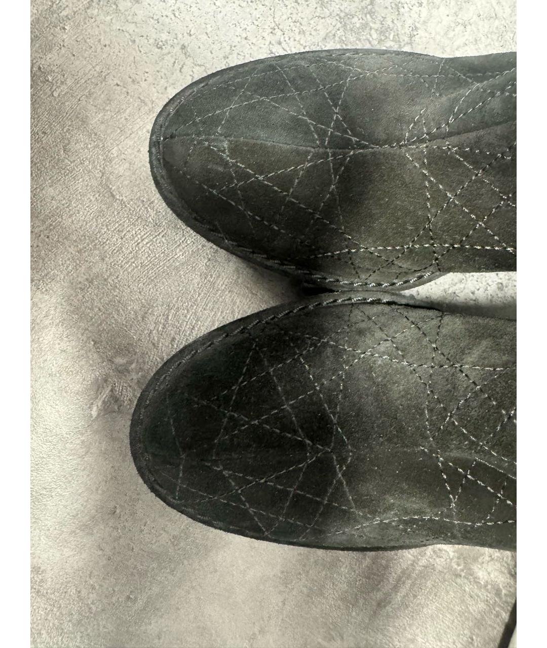 CHRISTIAN DIOR Черные замшевые сапоги, фото 3