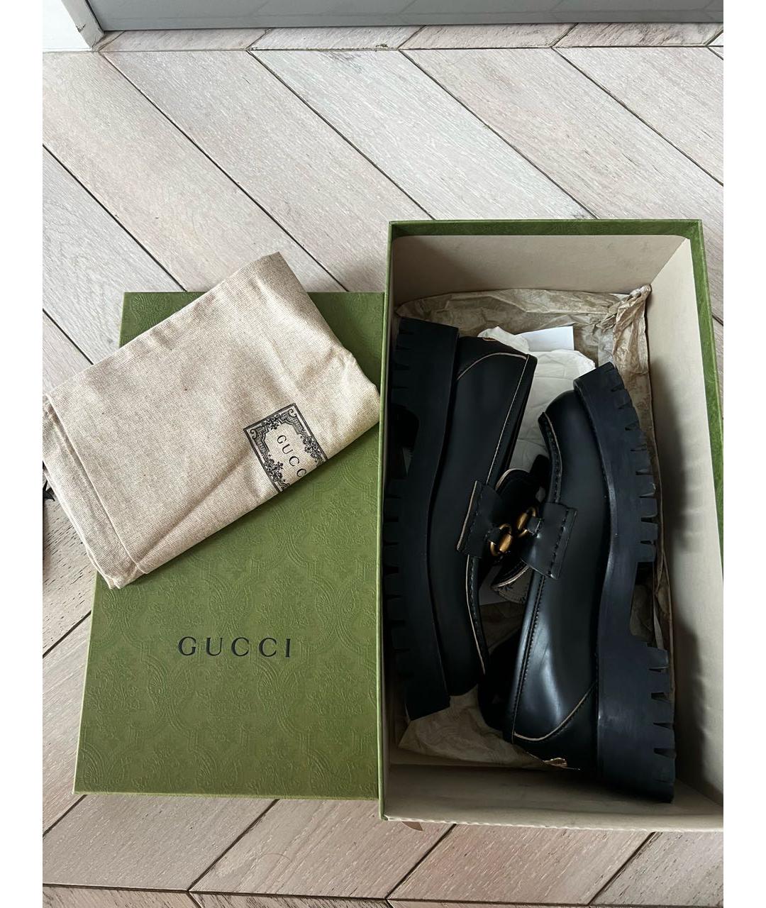 GUCCI Черные кожаные лоферы, фото 5