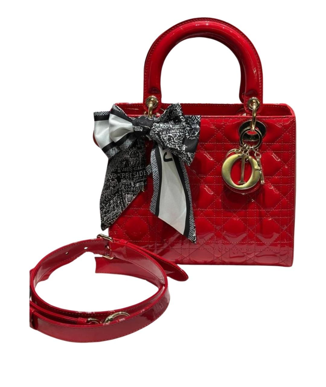 CHRISTIAN DIOR Красная сумка тоут из лакированной кожи, фото 1