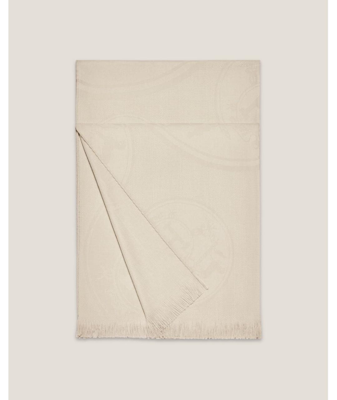 HERMES Бежевый кашемировый шарф, фото 9